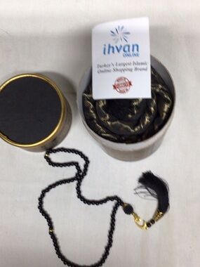 Ihvan Black Beaded eserra with Gold Accents